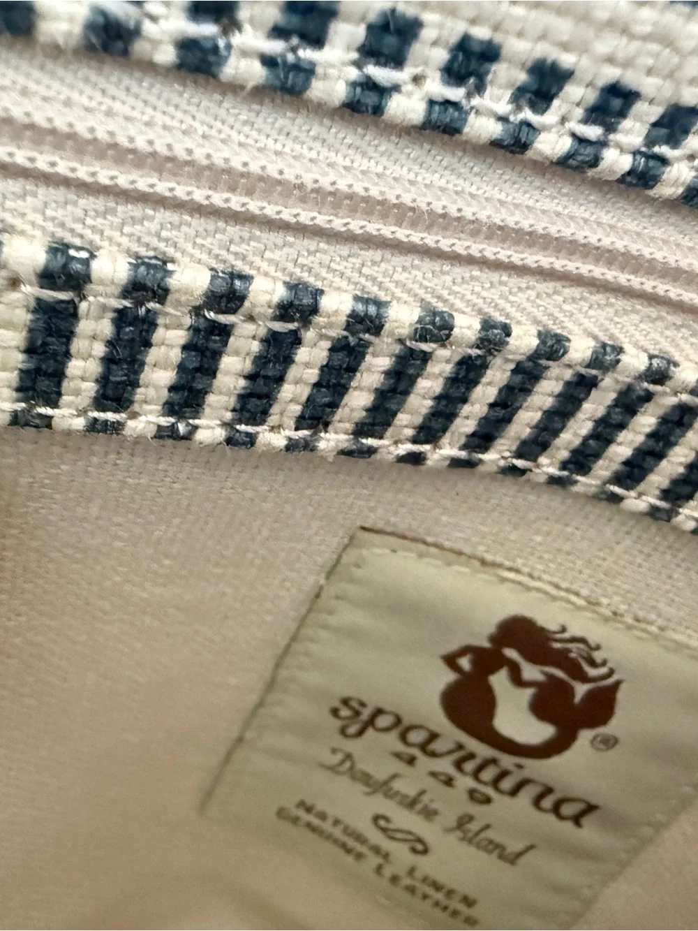 Spartina 449 Daufuskie Island Blue Cream Striped Linen Shoulder Bag